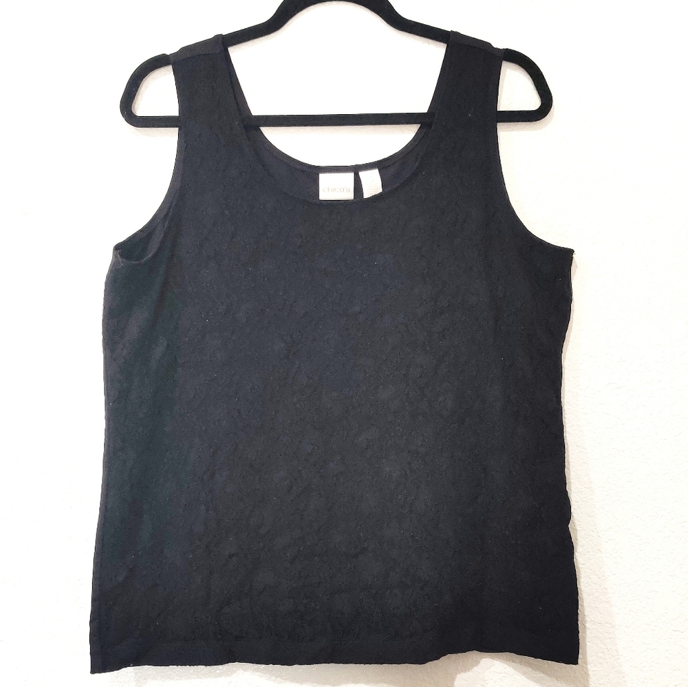 Chico's Size 3 Lace Black Front Tank